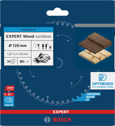 Bosch EXPERT Wood akuga ringsae tera 120 mm T24.